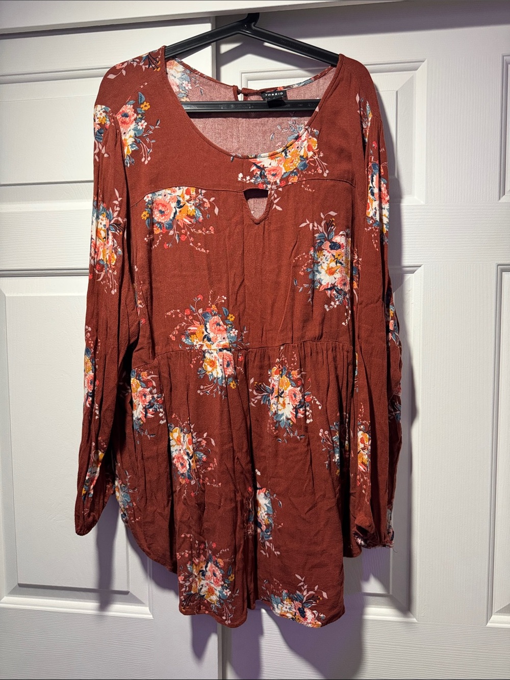 torrid Rust Floral Keyhole Tiered Tunic